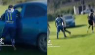 Un automovilista trató de embestir a varios jugadores durante una pelea en un partido de fútbol callejero en Puebla.