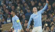 Erling Haaland del Manchester City celebra su gol en Champions League ante el Young Boys