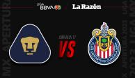Pumas vs Chivas chocan en la Jornada 17 del Apertura 2023