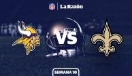Minnesota Vikings y New Orleans Saints se enfrentan en busca de su sexta victoria de la campaña de la NFL.