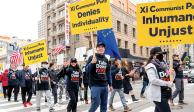 Disidentes convocan a marchas contra el líder chino en su visita a EU, ayer.