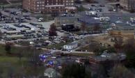 Esta imagen tomada de un video muestra el hospital Nueva Hampshire, el viernes 17 de noviembre de 2023, en Concord, Nueva Hampshire. Una balacera en este hospital concluyó con la muerte del sospechoso, indicó la policía.