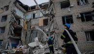 Edificio en ruinas después de un ataque de Rusia hacia Ucrania, en la región de Donetsk.