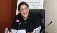 Lenia Batres Guadarrama durante su comparecencia para cubrir la vacante que deja el ministro Arturo Zaldívar en la SCJN