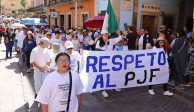 Manifestación de trabajadores del Poder Judicial por las calles de Guanajuato