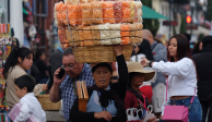 Mujer vende frituras en el centro de San Cristóbal de las Casas