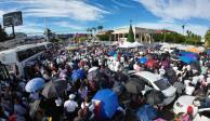 La concentración de integrantes de la comunidad universitaria colapsó la zona centro de la ciudad de Culiacán debido al bloqueo de varias vialidades, ayer.