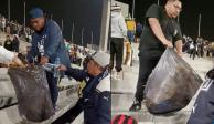 Aficionados de Pumas ponen en el ejemplo y recogen la basura en el estadio tras victoria ante Chivas