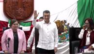 Rutilió Escandón, gobernador constitucional de Chiapas, este viernes 8 de diciembre en la sede del Poder Legislativo local.