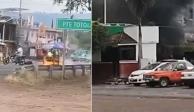 Bloqueos y quema de llantas y de vehículos en carretera de Michoacán