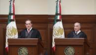 El ministro Jorge Pardo Rebolledo y el ministro Alberto Pérez Dayán, durante su informe, ayer.