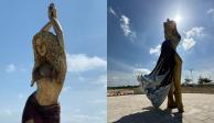 Así luce la estatua de Shakira en Barranquilla