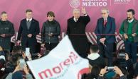 Delfina Gómez, gobernadora del Edomex, y el Presidente López Obrador, encabezaron el arranque del proyecto, ayer.