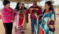 Integrantes de la etnia Cucapá, en un ritual realizado en días pasados en su comunidad.