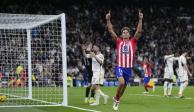 Llorente celebra la anotación que le dio el empate a un gol al Atlético de Madrid, ayer, en el derbi.