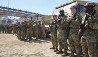 Elementos de la Guardia Nacional de EU en la frontera, el pasado domingo.