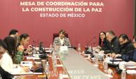 Gobernadora del Estado de México, Delfina Gómez Álvarez, encabezando la Mesa de Coordinación para la Construcción de la Paz