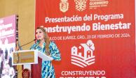 La gobernadora de Guerrero, Evelyn Salgado, en la presentación del programa.