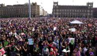 Manifestación en el Zócalo por el 8 de marzo en el 2024.