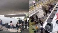 Accidente en autopista México-Pirámides. Autobús cae de puente con todo y pasajeros.