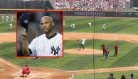Mariano Rivera, Salón de la Fama de las Grandes Ligas, lanza la primera bola en el duelo entre Rojos del México y Yankees