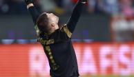 El arquero celebra su gol del pasado sábado.