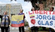 Manifestantes exigen la liberación del exvicepresidente de Ecuador, Jorge Glas,&nbsp;en&nbsp;Quito,&nbsp;ayer.