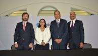 De izq. a der. Joao Carapeto, Ana Riquelme, Héctor Orellana, presidente de AMID, y Carlos Escobar, durante la presentación de la agenda de trabajo 2024-2030, el 8 de mayo.