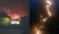 Reportan un fuerte incendio en la barranca de la colonia Lomas Tetela, en Cuernavaca.