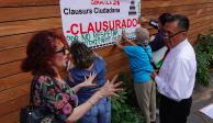 Vecinos de la alcaldía Cuauhtémoc protestan contra megadesarrollos, en abril.