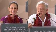 Claudia Sheinbaum y López Obrador en conferencia de prensa desde Huatulco.
