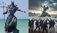 Acusan a la estatua de Poseidón de ser la causante de las fuertes lluvias en Yucatán.
