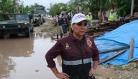 La gobernadora Mara Lezama Espinosa recorre la ciudad tras el paso del huracán “Beryl”.