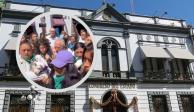 Grupos feministas y pro vida se enfrentan al exterior del Congreso de Puebla.