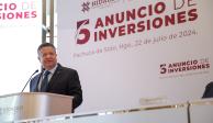Julio Menchaca, gobernador de Hidalgo, durante&nbsp;la presentación del 5º anuncio de inversiones.