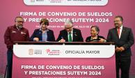 Firma de Convenio de Sueldos y Prestaciones SUTEyM 2024.