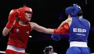 Fátima Herrera, de México, en su pelea ante Laura Fuentes, de España, en los Juegos Olímpicos París 2024