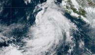 Vista satelital de la tormenta tropical Carlotta, cerca de las costas del Pacífico mexicano.