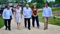 Nuño, Sheinbaum, AMLO, Nahle y García, ayer en Veracruz.