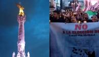 Trabajadores del PJ protestan en el Ángel de la Independencia contra la reforma judicial.