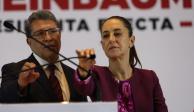 La presidenta electa, Claudia Sheinbaum y Ricardo Monreal, coordinador de la bancada de Morena en el Senado.