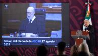 El Presidente López Obrador, ayer, en conferencia de prensa.