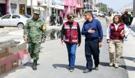 A más de un mes de las inundaciones, la gobernadora Delfina Gómez visitó nuevamente las calles inundadas en Chalco.