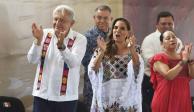 El Presidente Andrés Manuel López Obrador junto a la gobernadora Mara Lezama.