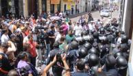 Protestas este miércoles en el Congreso de Puebla.