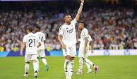 kylian mbappé festeja un gol con el Real Madrid el 1 de septiembre