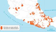 Mapa de los municipios con mayor población afromexicana o afrodescendiente