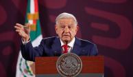 El presidente López Obrador en conferencia matutina desde Palacio Nacional.