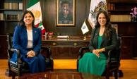 La Gobernadora Libia Dennise García Muñoz Ledo con Itzel Balderas, Directora del Instituto para las Mujeres Guanajuatenses