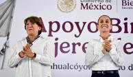 De izquierda a derecha: Delfina Gómez,&nbsp;gobernadora del Edomex, y Claudia Sheinbaum, Presidenta de México.